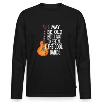 Musique Rock Grand-père Grand-père Humour Idée cadeau - T-shirt manches longues Premium bio Homme - noir - Devant - Nico (187cm)