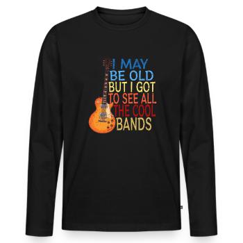 Musique rock Grand-père Grand-père disant humour idée cadeau - T-shirt manches longues Premium bio Homme - noir - Devant - Nico (187cm)