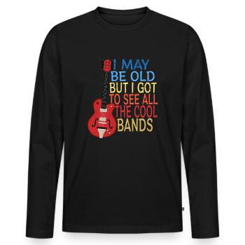 Musique rock Grand-père Grand-père disant humour idée cadeau - T-shirt manches longues Premium bio Homme - noir - Devant - Nico (187cm)