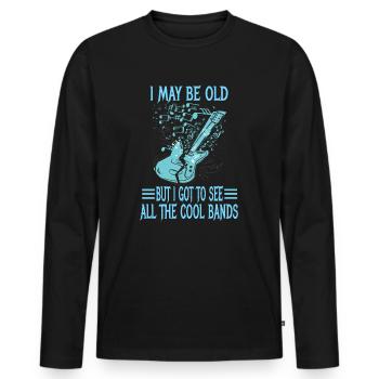 Musique rock Grand-père Grand-père disant humour idée cadeau - T-shirt manches longues Premium bio Homme - noir - Devant - Nico (187cm)