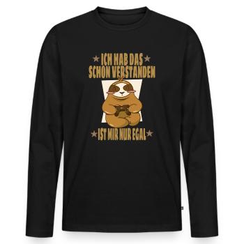 Gaming Faultier Gamer Spruch Humor Sarkasmus - Männer Premium Bio Langarmshirt - Schwarz - Vorne - Nico (187cm)