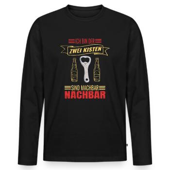 Ich Bin Der Zwei Kisten Sind Machbar Nachbar Bier - Männer Premium Bio Langarmshirt - Schwarz - Vorne - Nico (187cm)