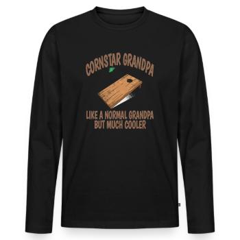 Cornstar Grandpa Cornhole Player Grand-père Idée cadeau - T-shirt manches longues Premium bio Homme - noir - Devant - Nico (187cm)
