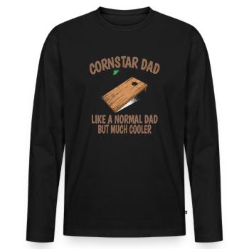 Cornstar Papa Cornhole Joueur Papa Père Cadeau - T-shirt manches longues Premium bio Homme - noir - Devant - Nico (187cm)