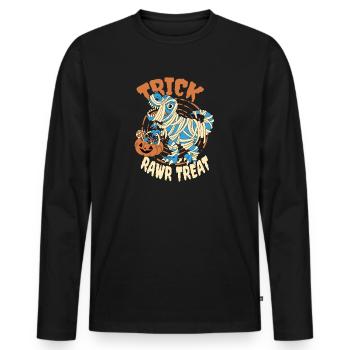 Halloween Dinosaur Trick Rawr Treat - T-shirt manches longues Premium bio Homme - noir - Devant - Nico (187cm)