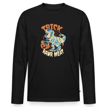 Halloween Dinosaur Trick Meat - T-shirt manches longues Premium bio Homme - noir - Devant - Nico (187cm)