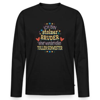 Geschwister Geschenkidee Ich Bin Stolzer Bruder - Männer Premium Bio Langarmshirt - Schwarz - Vorne - Nico (187cm)