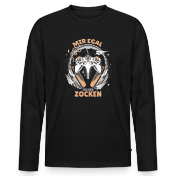 Gamer Gaming Mir Egal Ich Geh Zocken Geschenkidee - Männer Premium Bio Langarmshirt - Schwarz - Vorne - Nico (187cm)
