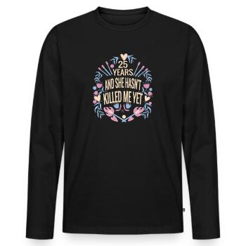 Noces d’argent 25e anniversaire Idée cadeau Hommes - T-shirt manches longues Premium bio Homme - noir - Devant - Nico (187cm)