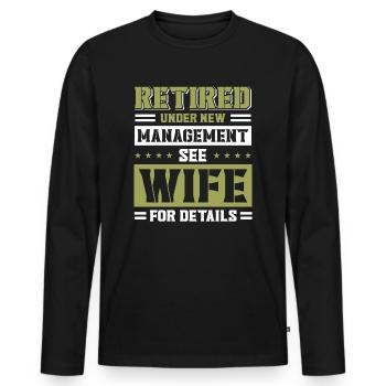 Pensioner Retirement Pension Humor Gift Idea - Men's Premium Organic Long Sleeve Shirt - black - Front - Nico (187cm)