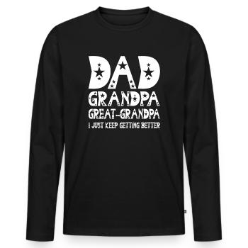 Papa Grand-père Arrière-grand-père Arrière-grand-père Arrière-grand-père - T-shirt manches longues Premium bio Homme - noir - Devant - Nico (187cm)