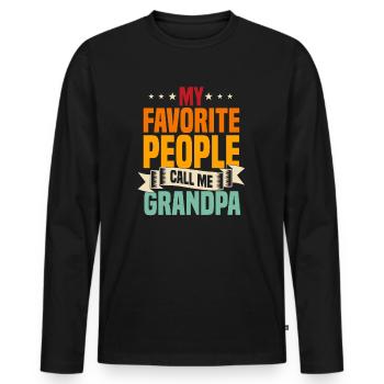 Opa Großvater Mes gens préférés m’appellent grand-père - T-shirt manches longues Premium bio Homme - noir - Devant - Nico (187cm)