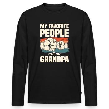 Opa Großvater Mes gens préférés m’appellent grand-père - T-shirt manches longues Premium bio Homme - noir - Devant - Nico (187cm)