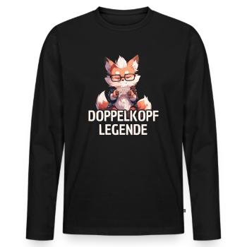 Doppelkopf Legende - Männer Premium Bio Langarmshirt - Schwarz - Vorne - Nico (187cm)