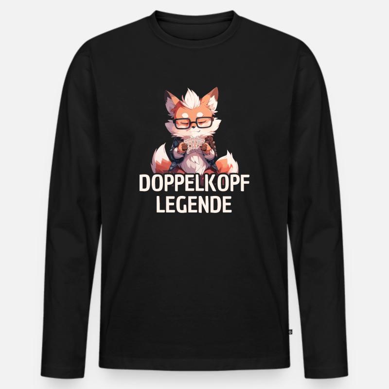 Doppelkopf Legende - Männer Premium Bio Langarmshirt - Schwarz