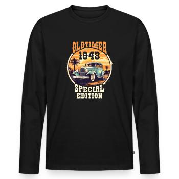 Oldtimer vintage 1943 Special Edition - Men's Premium Organic Long Sleeve Shirt - black - Front - Nico (187cm)