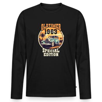 Oldtimer vintage 1963 Special Edition - Men's Premium Organic Long Sleeve Shirt - black - Front - Nico (187cm)