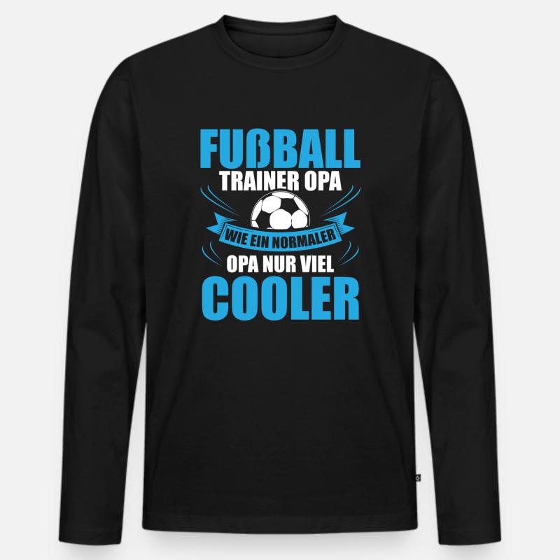 Fußball Trainer Opa Geschenkidee - Männer Premium Bio Langarmshirt - Schwarz