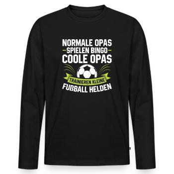 Fußball Opa Trainer Großvater Geschenkidee - Männer Premium Bio Langarmshirt - Schwarz - Vorne - Nico (187cm)