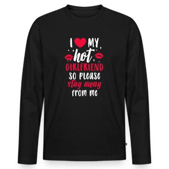 I Love My Hot Girlfriend Saying Gift Idea Couples - Men's Premium Organic Long Sleeve Shirt - black - Front - Nico (187cm)