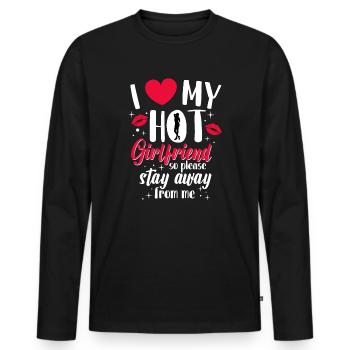 I Love My Hot Girlfriend Couples Saying Gift Idea - Men's Premium Organic Long Sleeve Shirt - black - Front - Nico (187cm)