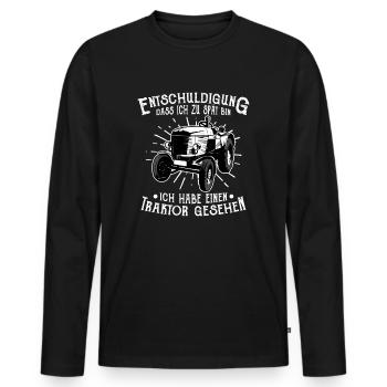 Treckerfahrer Traktor Fan Spruch Geschenkidee - Männer Premium Bio Langarmshirt - Schwarz - Vorne - Nico (187cm)