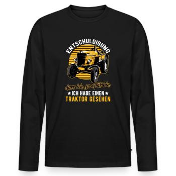 Traktor Fan Treckerfahrer Spruch Geschenkidee - Männer Premium Bio Langarmshirt - Schwarz - Vorne - Nico (187cm)