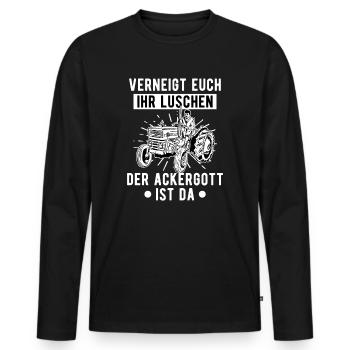 Landwirt Treckerfahrer Traktor Humor Geschenkidee - Männer Premium Bio Langarmshirt - Schwarz - Vorne - Nico (187cm)