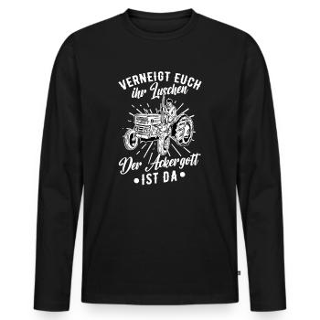Landwirt Ackergott Humor Treckerfahrer Traktor - Männer Premium Bio Langarmshirt - Schwarz - Vorne - Nico (187cm)