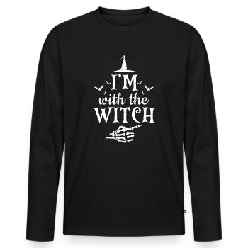 Halloween Men I'm With The Witch - Men's Premium Organic Long Sleeve Shirt - black - Front - Nico (187cm)