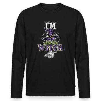 Halloween Männer I'm With The Witch - Männer Premium Bio Langarmshirt - Schwarz - Vorne - Nico (187cm)