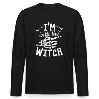 Halloween Männer I'm With The Witch - Männer Premium Bio Langarmshirt - Schwarz - Vorne - Nico (187cm)