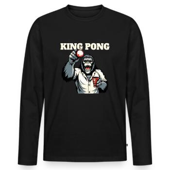 King Pong Beerpong König - T-shirt manches longues Premium bio Homme - noir - Devant - Nico (187cm)