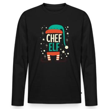 Weihnachten Humor Lustig Chef Elf - Männer Premium Bio Langarmshirt - Schwarz - Vorne - Nico (187cm)