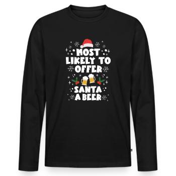 Weihnachten Bier Most Likely To Offer Santa a Beer - Männer Premium Bio Langarmshirt - Schwarz - Vorne - Nico (187cm)