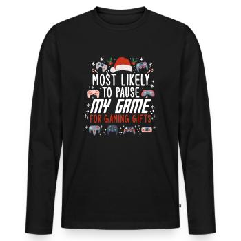 Weihnachten Gamer Pause My Game For Gaming Gifts - Männer Premium Bio Langarmshirt - Schwarz - Vorne - Nico (187cm)