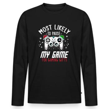 Weihnachten Gamer Pause My Game For Gaming Gifts - Männer Premium Bio Langarmshirt - Schwarz - Vorne - Nico (187cm)