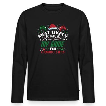 Weihnachten Gamer Pause My Game For Gaming Gifts - Männer Premium Bio Langarmshirt - Schwarz - Vorne - Nico (187cm)