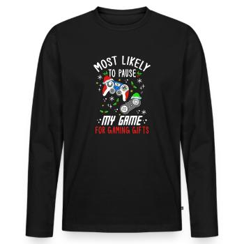 Weihnachten Gamer Pause My Game For Gaming Gifts - Männer Premium Bio Langarmshirt - Schwarz - Vorne - Nico (187cm)