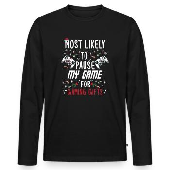 Weihnachten Gamer Pause My Game For Gaming Gifts - Männer Premium Bio Langarmshirt - Schwarz - Vorne - Nico (187cm)