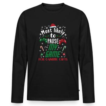 Weihnachten Gamer Pause My Game For Gaming Gifts - Männer Premium Bio Langarmshirt - Schwarz - Vorne - Nico (187cm)