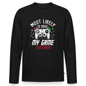 Weihnachten Gamer Gaming Pause My Game For Santa - Männer Premium Bio Langarmshirt - Schwarz - Vorne - Nico (187cm)