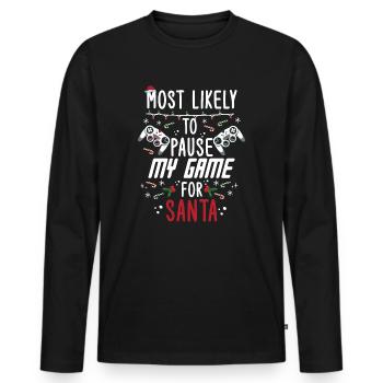 Weihnachten Gamer Gaming Pause My Game For Santa - Männer Premium Bio Langarmshirt - Schwarz - Vorne - Nico (187cm)