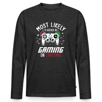 Weihnachten Xmas Gamer Gaming On Christmas - Men's Premium Organic Long Sleeve Shirt - heather anthracite - Front - Nico (187cm)