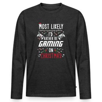 Weihnachten Xmas Gamer Gaming On Christmas - Men's Premium Organic Long Sleeve Shirt - heather anthracite - Front - Nico (187cm)