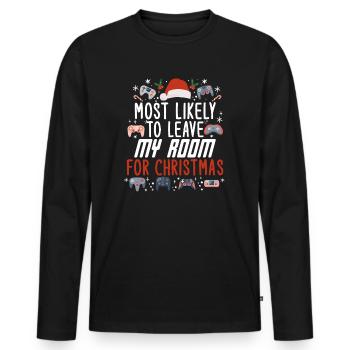 Noël Noël Gamer Gaming Dire Humour Drôle - T-shirt manches longues Premium bio Homme - noir - Devant - Nico (187cm)