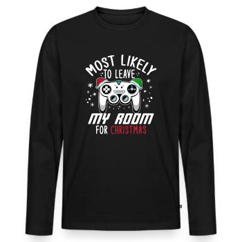Noël Gamer Gaming Humour Dire Drôle Noël - T-shirt manches longues Premium bio Homme - noir - Devant - Nico (187cm)