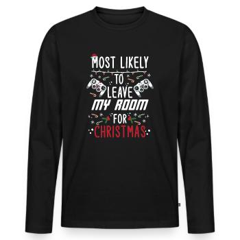 Noël Gamer Gaming Dire Drôle Humour Noël - T-shirt manches longues Premium bio Homme - noir - Devant - Nico (187cm)