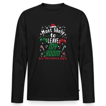 Noël Gamer Gaming Dire Drôle Humour Noël - T-shirt manches longues Premium bio Homme - noir - Devant - Nico (187cm)