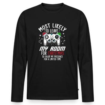 Noël Gamer Gaming Dire Drôle Humour Noël - T-shirt manches longues Premium bio Homme - noir - Devant - Nico (187cm)